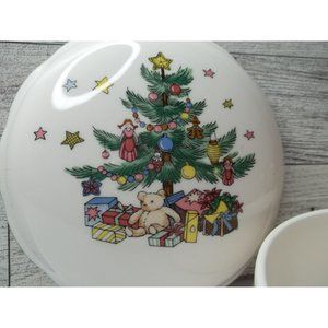 Nikko Fine Tableware Small Covered Dish Bowl with Christmas Tree & Jingle Bell D